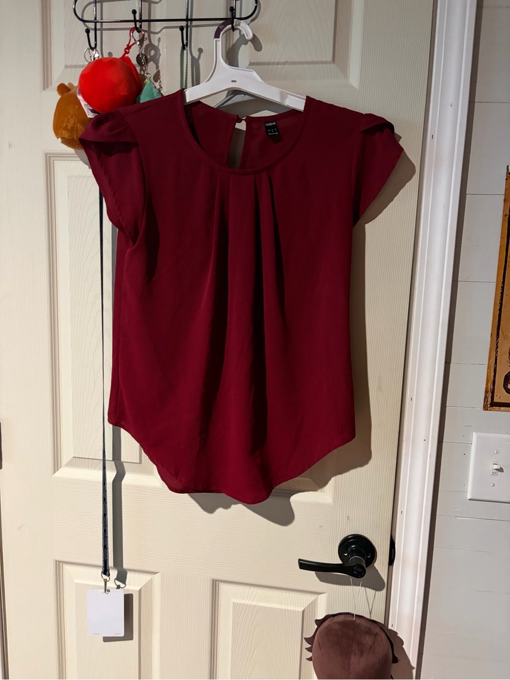 WOMEN Pleat Front Blouse - Burgundy